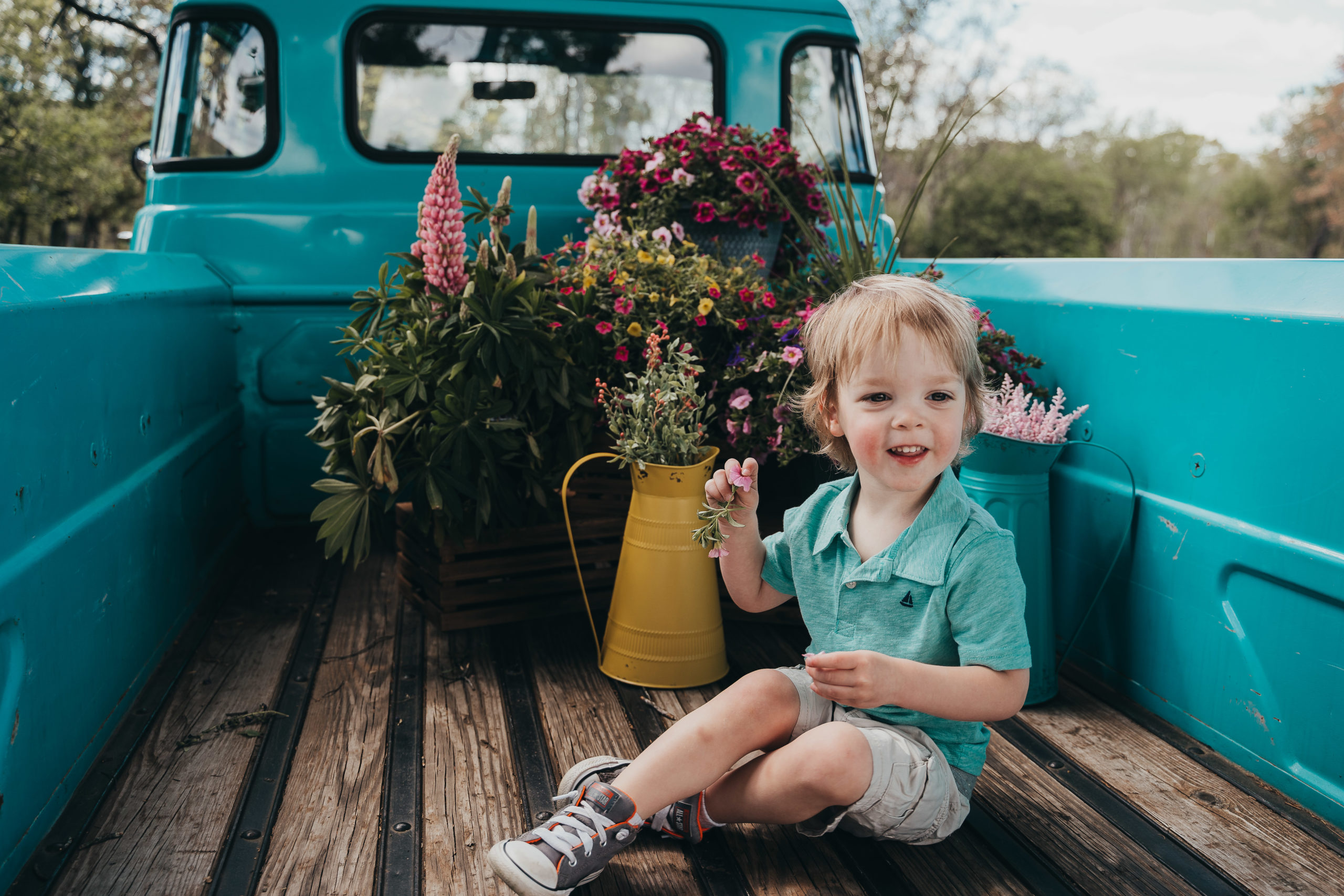boy in blue truck for worcester photographer